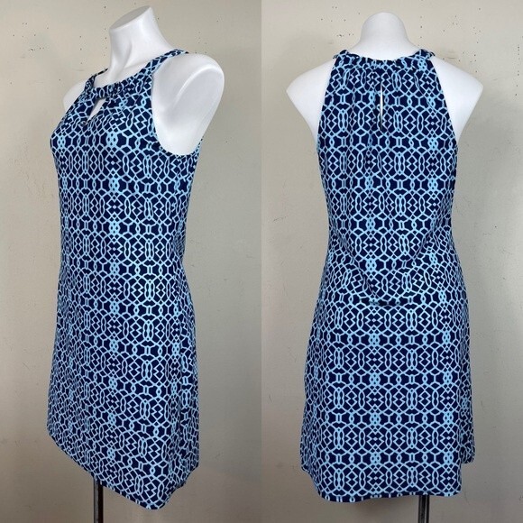 Jude Connally Lisa Blue Print Halter Dress S Coastal Sun Summer Beach Preppy - Picture 8 of 10
